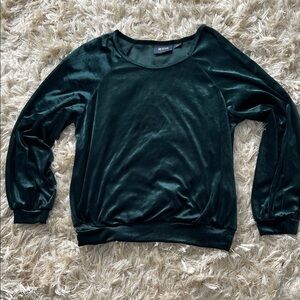 Anthropology Green Velvet Long Sleeve Top
